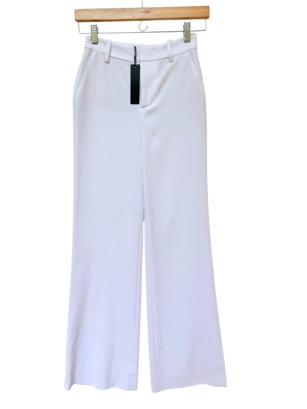 Alice + Olivia Employed White High-Rise Wide-Leg Pants Trousers Sz 0